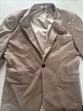 Men's Taupe Single-Breasted Blazer Coofandy